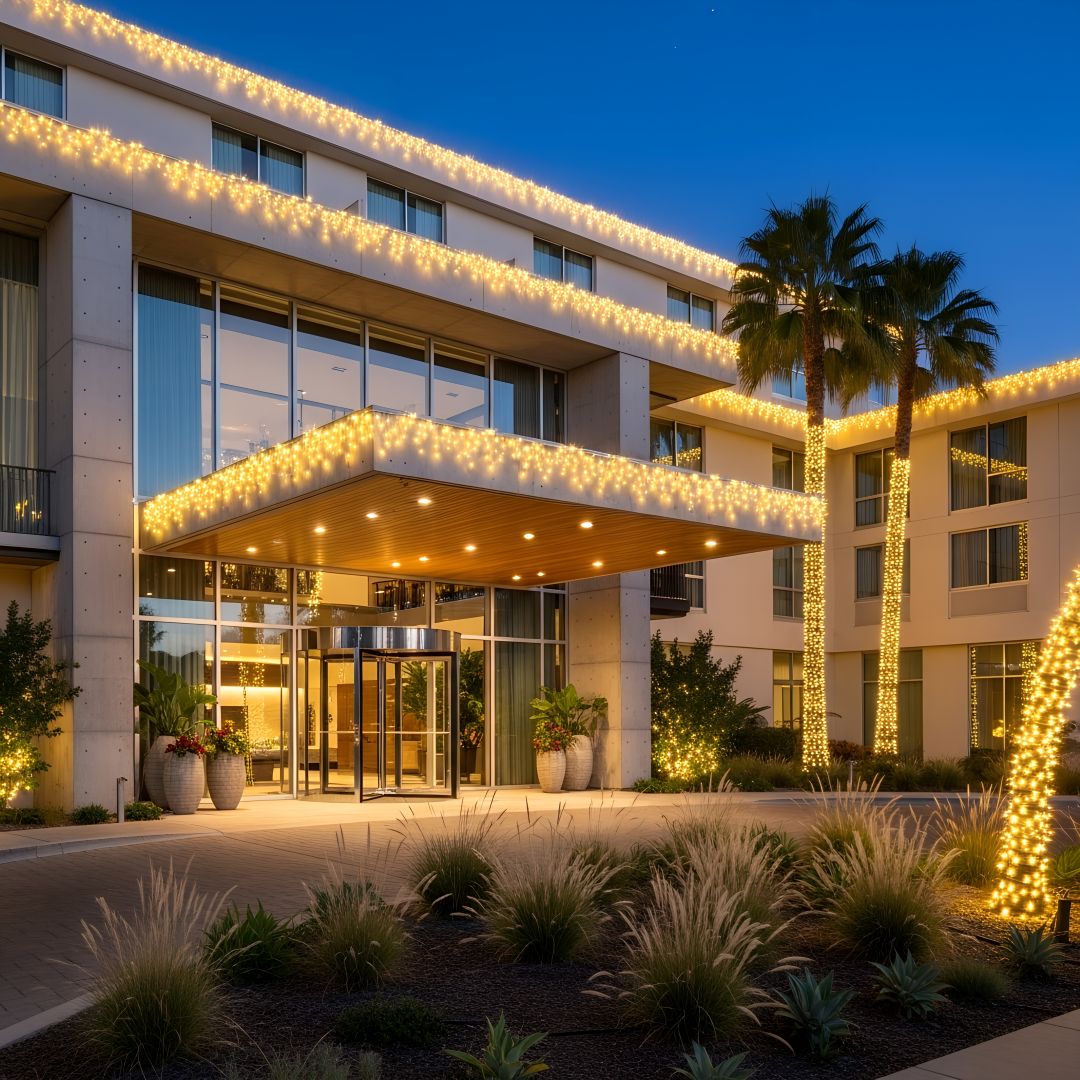 Exterior Of Modern Hotel Entrance In California De