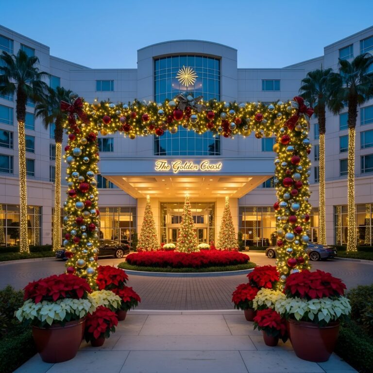 Exterior Of Modern Hotel In California Decorated F