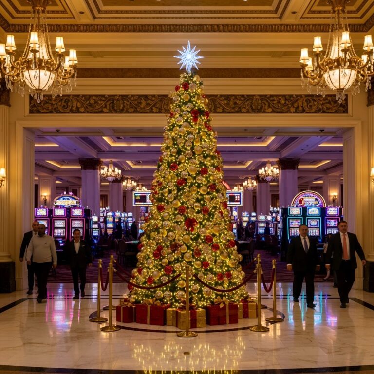 Las Vegas Casino Interior Entrance With A Christma