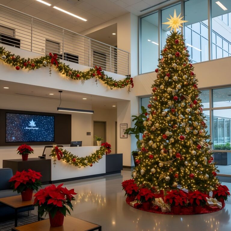 Office Lobby Decorated For Christmas