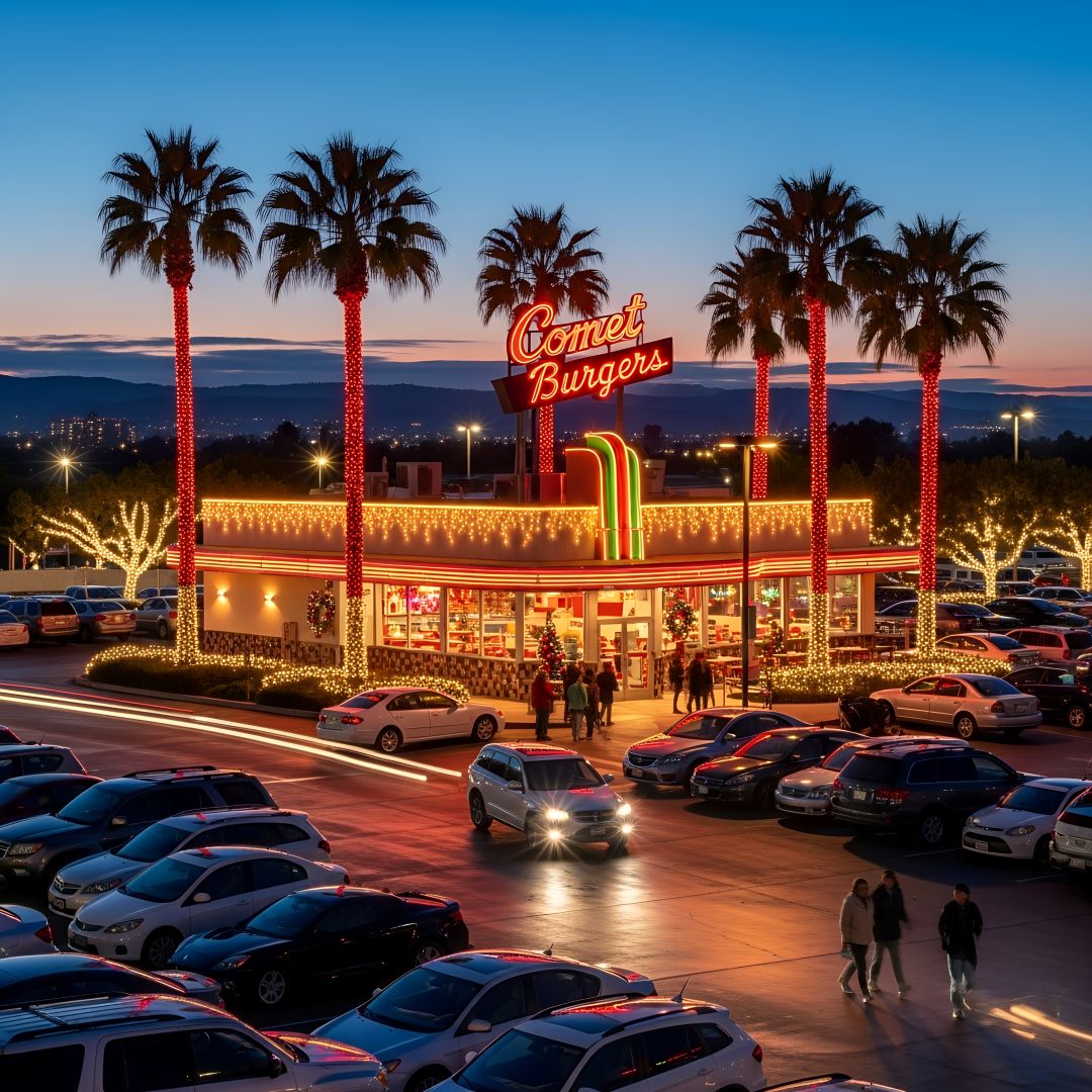 View From Parking Lot Fake Fast Food Restaurant I