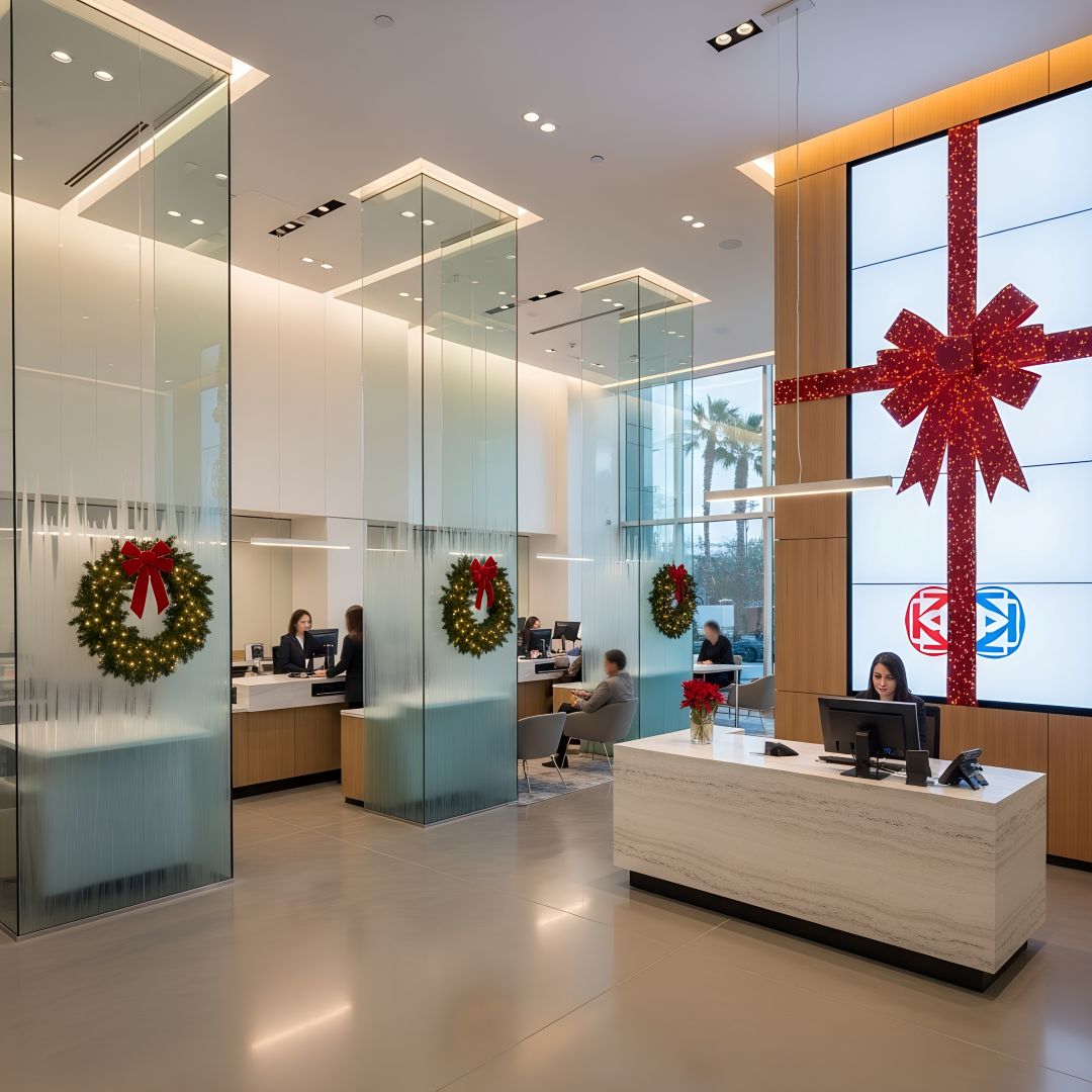 Interior Of Modern Bank In Los Angles With A Small